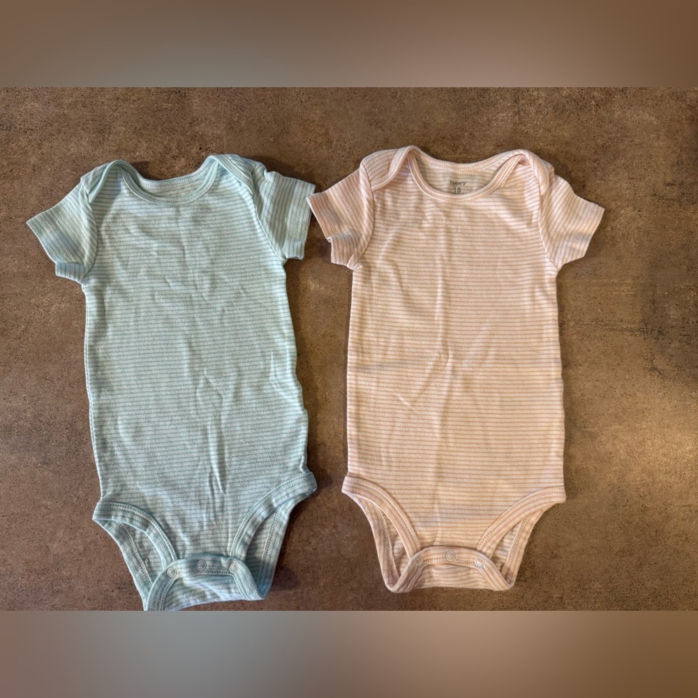 Carter's Soft Striped Bodysuits in Blue and Orange